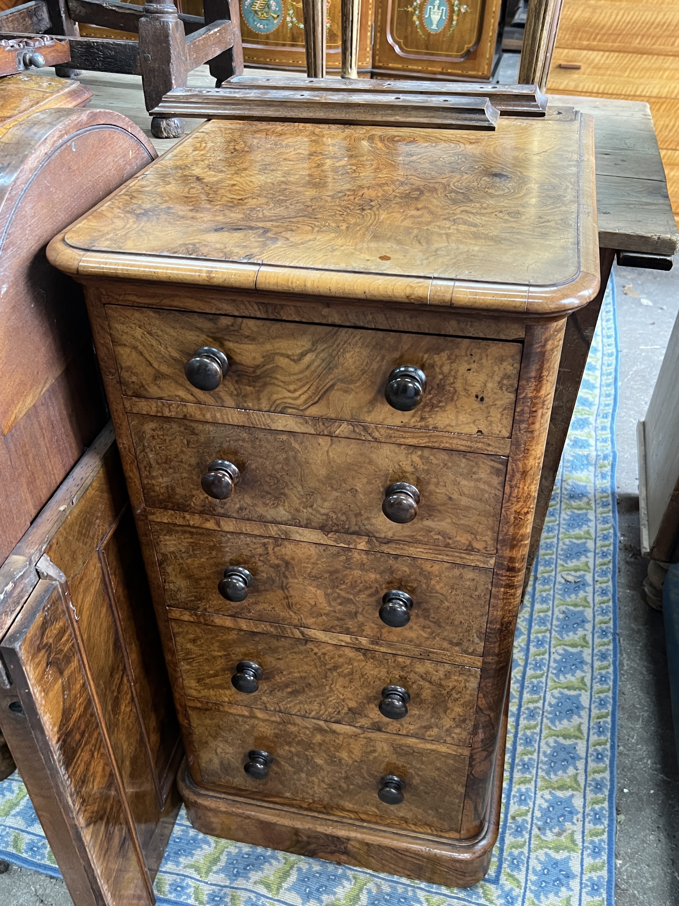 A large Victorian walnut duchess dressing table, width 154cm, depth 50cm, height 168cm